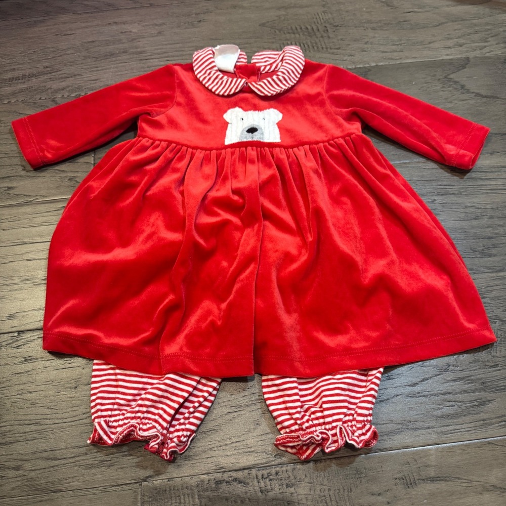 Vintage Sweet Potatoes Red Velvet Polar Bear Dress Infant‎ 12 Months Holiday